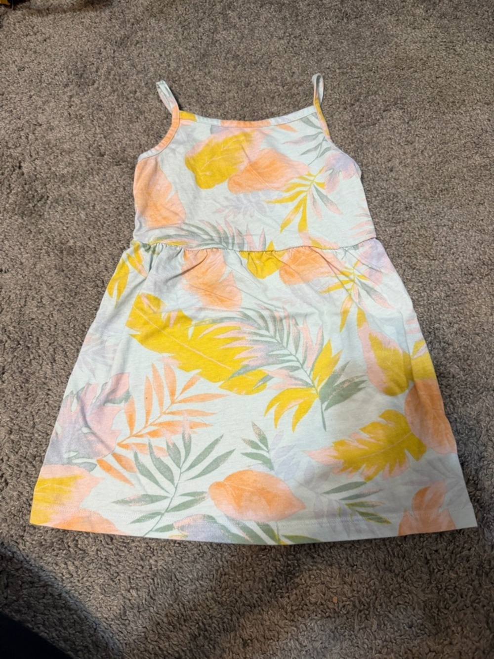 Carter's White Sundress with Yellow and Peach Leaf Print